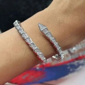 Serpenti Snake Crystal Silver Cuff Bracelet brand
